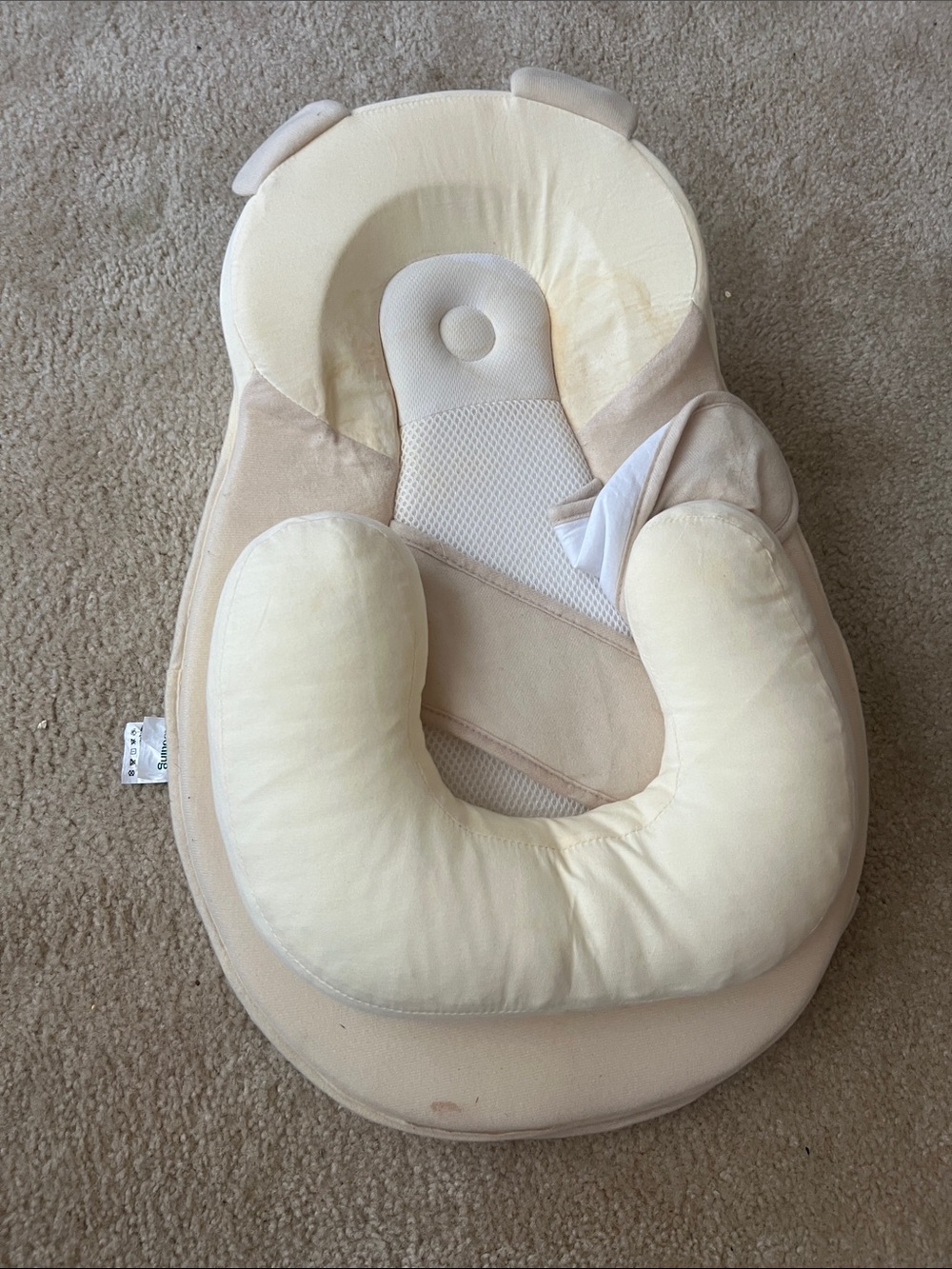 Plush Cream Infant Lounger with Head Support